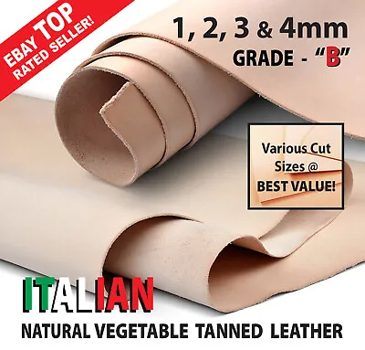 Veg Tan Leather- Italian Full Grain Tooling Leather Grade B (1mm 2mm 3mm 4mm) • £22.22