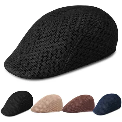 Mens Herringbone Ivy Hat Mesh Gatsby Cap Golf Driving Sun Flat Cabbie Newsboy US • $8.95