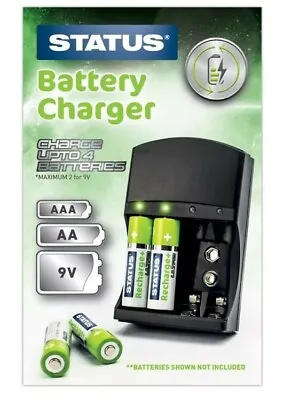 £7.95 • Buy Status AA AAA 9v Battery Charger 4 Slots (2 Sockets 9v) NiCd NiMh Wall Charger
