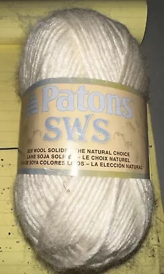 One Patons SWS Soy Wool Blend Yarn Color: 70008-Natural Snow   2.8 Oz/110 Yards • $6.25