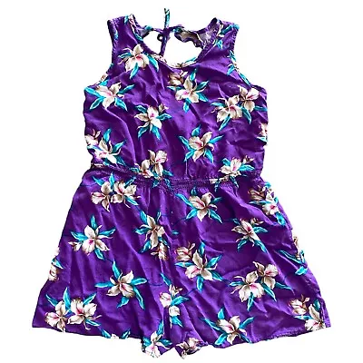 Vintage Laura Leslie California Purple Floral Romper Size L • $30