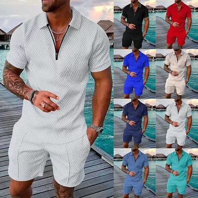 Mens Short Sleeve T-Shirt Tops Shorts 2PCS Set Tracksuit Summer Casual Outfit UK • £18.29