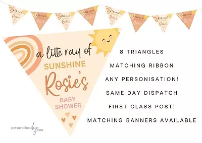 Personalised SUNSHINE Baby Shower BIRTHDAY Party Banner Decoration Bunting • £5.45