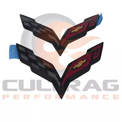 2014-2019 C7 Corvette Genuine GM Carbon Flash Black Front & Rear Bumper Emblems • $139.95