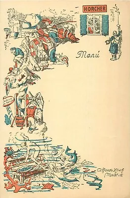 £81.71 • Buy Mermaids Lobster Advertising Restaurant Spanish Horcher Menu Alfonso XII Madrid