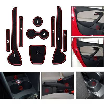 1 Set Car Door Mat For VW Polo 2011-2017 Cup Pads Holder Gate Slot Pad Interior  • $14.82