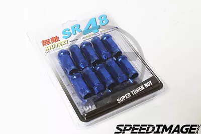 Muteki Sr48 Blue Chrome 48mm 12x1.5 Open Ended 20 Pcs Lug Nuts Set Acorn • $555.99