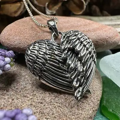 NEW Angel Wings Heart Pendant Necklace 925 Sterling Silver Love Gift Memorial • $40