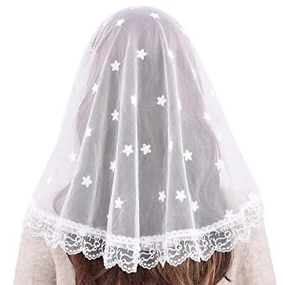 White Veil Lace Mantilla Catholic Church Chapel Veil Head Covering Latin Mass • $16.11