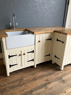 £2545 • Buy Solid Pine Freestanding Country Kitchen Belfast Butler Sink Unit Oak Top Rustic