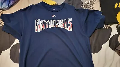 Majestic  Strasburg Washington Nationals Blue MLB T Shirt  XL American Flag • $9.99