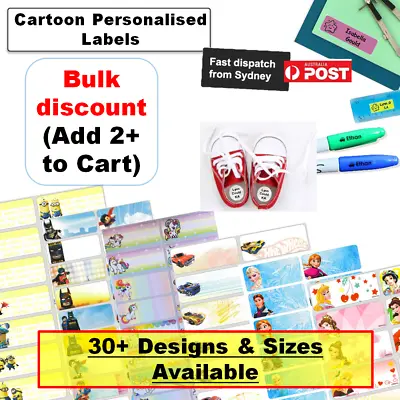 $3.49 • Buy Personalised Vinyl Name Label School Sticker Cartoon Kids Waterproof Boy Girl