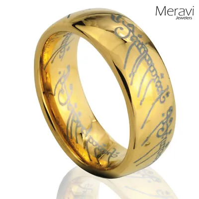 Tungsten 18k Gold IP Dome One Men Jewelry Band Promise Lord Of The Elvish Rings • $13.56