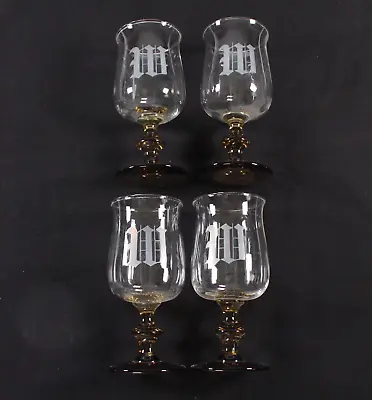 Vintage Wine Glass Set Of 4 Goblet Old English Letter W Last Name Monogram • $14.99