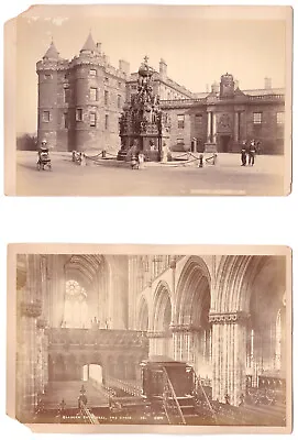 2-sided CDV Photo GLASGOW CATHEDRAL & FOUNTAIN HOLYROOD Scotland Queen Victoria • $16