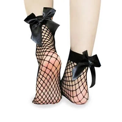 $3.18 • Buy Women Fishnet Mesh Lace Ruffle Socks Sheer Silky Glitter Short Ankle Stockings