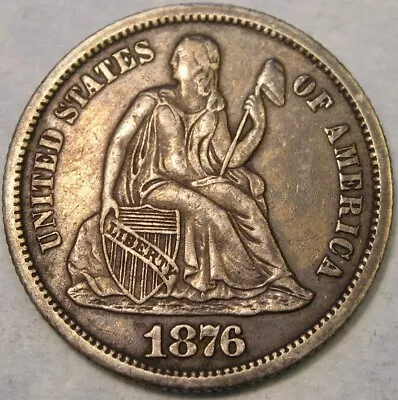 1876 Cc Liberty Seated Silver Dime Gorgeous Very Rare Double Die Reverse Vp-004 • $485.55