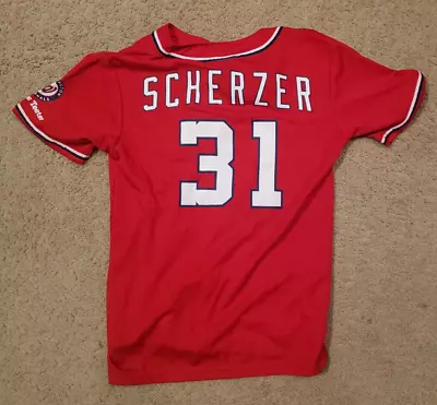 Washington Nationals Max Scherzer #31 Jersey Red Youth Large P O • $17.76