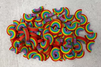 100 Mini Rainbows Shaped Erasers Teacher Supply Sorting Math Counter Weather • $12.99