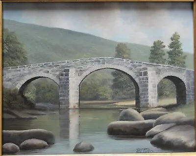 HUCCABY BRIDGE Dartmoor - Framed Oil Painting On Board By Bob Tucker • £125