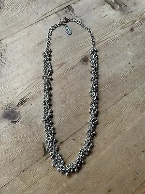 Retro TREATY CORNWALL A STATEMENT NECKLACE SILVERTONE WITH EXT CHAIN 90s 00s 11” • £9