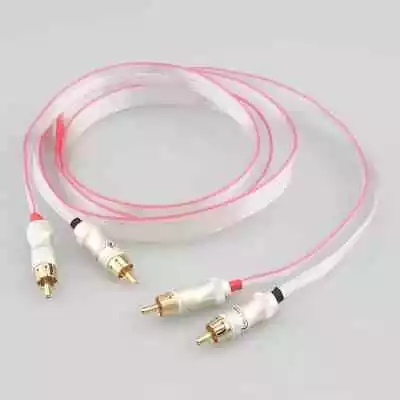 Audiocrast White Heaven OCC Silver Plated Flatcable Gold Plated Phono Plugs 0.5m • £19.99