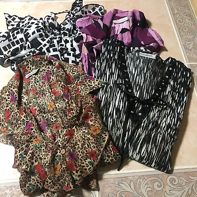 $22 • Buy 4 Long Sleeve Accordian Pleated Dressy Blouses/ Size Large/ Multicolors