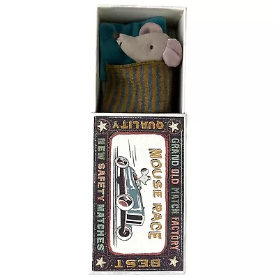 MAILEG Mouse Grand Old Match Factory Mouse Race Little Brother Blue Checked • $34