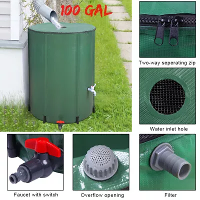 Large 100 Gallon Folding Barrel Recycle Garden Rain Water Collector Butt Tank • £35.95