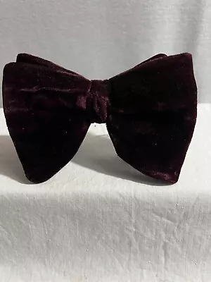 VTG 70s Wembley Velvet Bow Tie Plum Red Wine Formal Clip Tuxedo Oversized 5 X3  • $27.99