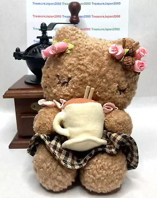 Sanrio Vintage Hello Kitty Cafe Brown Fluffy Plush Cute Rose Rare Japan • $89.99