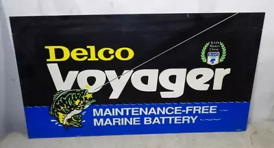 Vintage Delco Voyager Marine Battery Bass Masters Fishing Sign 20 X11  • $125