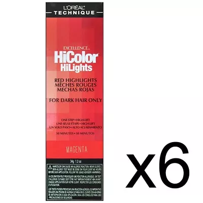 Barber Salon L'oreal Hicolor Highlights Hair Dye Tint Red Magenta 1.2 Oz 6 Pack • $54.99