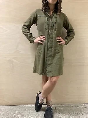 Hysteric Glamour Military Shirt Dress Olive Linen  • £90