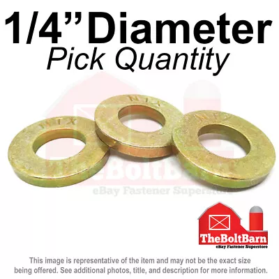 1/4  SAE Extra Thick Flat Washers Grade 8 Steel Zinc Yellow (Pick Quantity) • $9.67