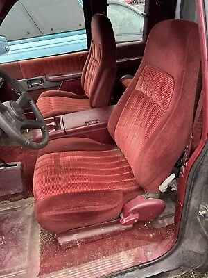 SEATS 88-98 Chevy Silverado GMC Sierra FRONT BUCKET SEATS & CONSOLE RED CLOTH • $1500