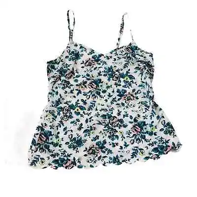 By Eloise Womens Tank Top Ivory Floral Noodle Strap Sweetheart Sleeveless XS • $19.99