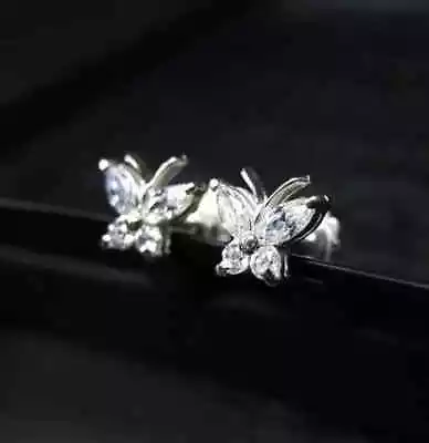 Butterfly Stud Earrings 2Ct Marquise Cut Simulated Diamond 14K White Gold Plated • $56