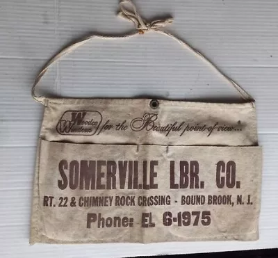 Vintage Somerville Lumber Co. Advertising Canvas Nail Apron New Jersey NJ • $13.45