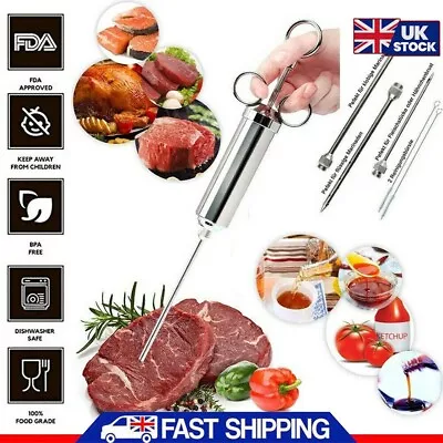 Meat Seasoning Injector Syringe Kit BBQ Marinade Turkey Basting Flavor Food Tool • £13.01