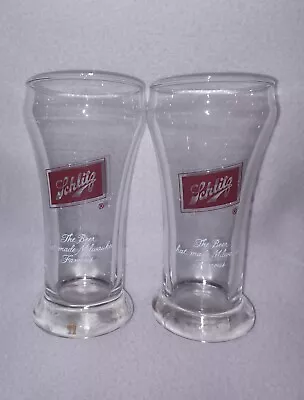 2-Vintage Schlitz Beer 8oz Glases-5.5  Tall  The Beer That Made Milwaukee Famous • $14.99