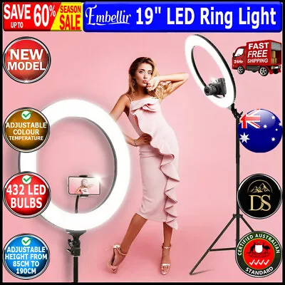 Embellir 19  LED Ring Light 6500K 5800LM Dimmable Diva Stand MakeUp Studio Video • $106.25