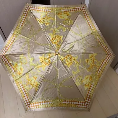 Gianni Versace Vintage Folding Umbrella ParoquePattern   Gold • $99