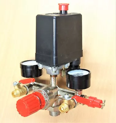 $29.99 • Buy Air Compressor Pressure Switch Manifold Regulator Gauges Valves 