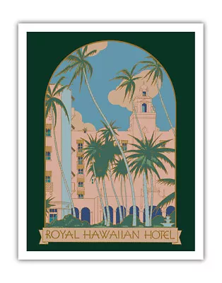 Royal Hawaiian Hotel (Pink Palace) Honolulu Hawaii - Vintage Travel Poster 1940s • $15.98