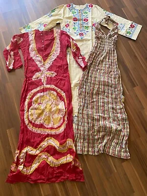 70s Deadstock Vintage Lot Of 3 Maxi Dress Indian Gauze Cotton Voile Dresses • $175