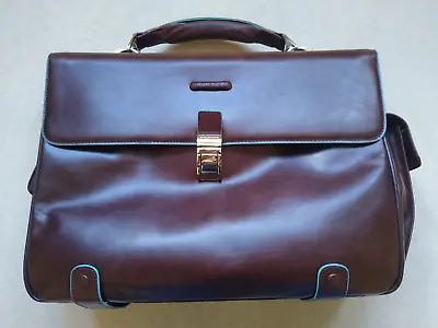 Piquadro Blue Square Leather Briefcase / Laptop Bag • £200