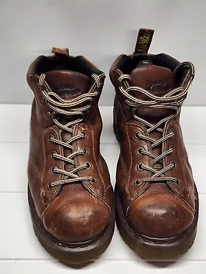 Dr Martens Men Sz 12 Chunky Lug Sole Mid Ankle Boots Brown Leather Read • $56.95