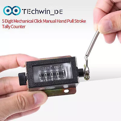 D67F 5 Digit Mechanical Click Resettable Manual Hand Pull Stroke Tally Counter • $4.47