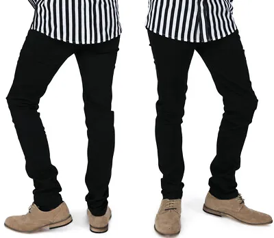 £29.99 • Buy Men's Black Stretch Skinny Denim Drain Pipe Leg Skinhead 70's Sizes 28-40 Jeans